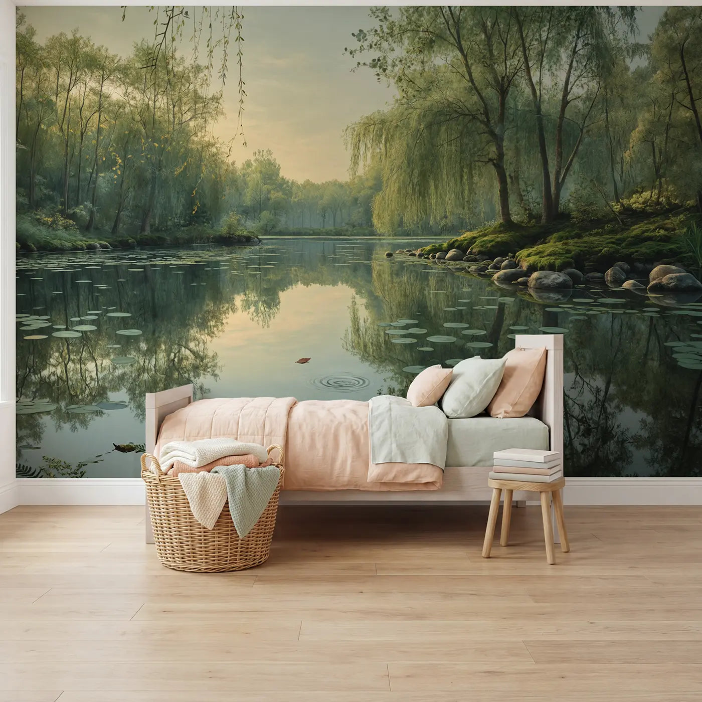 Botanical elegance willow botanical wallpaper mural for kids room by Whimsy Tots
