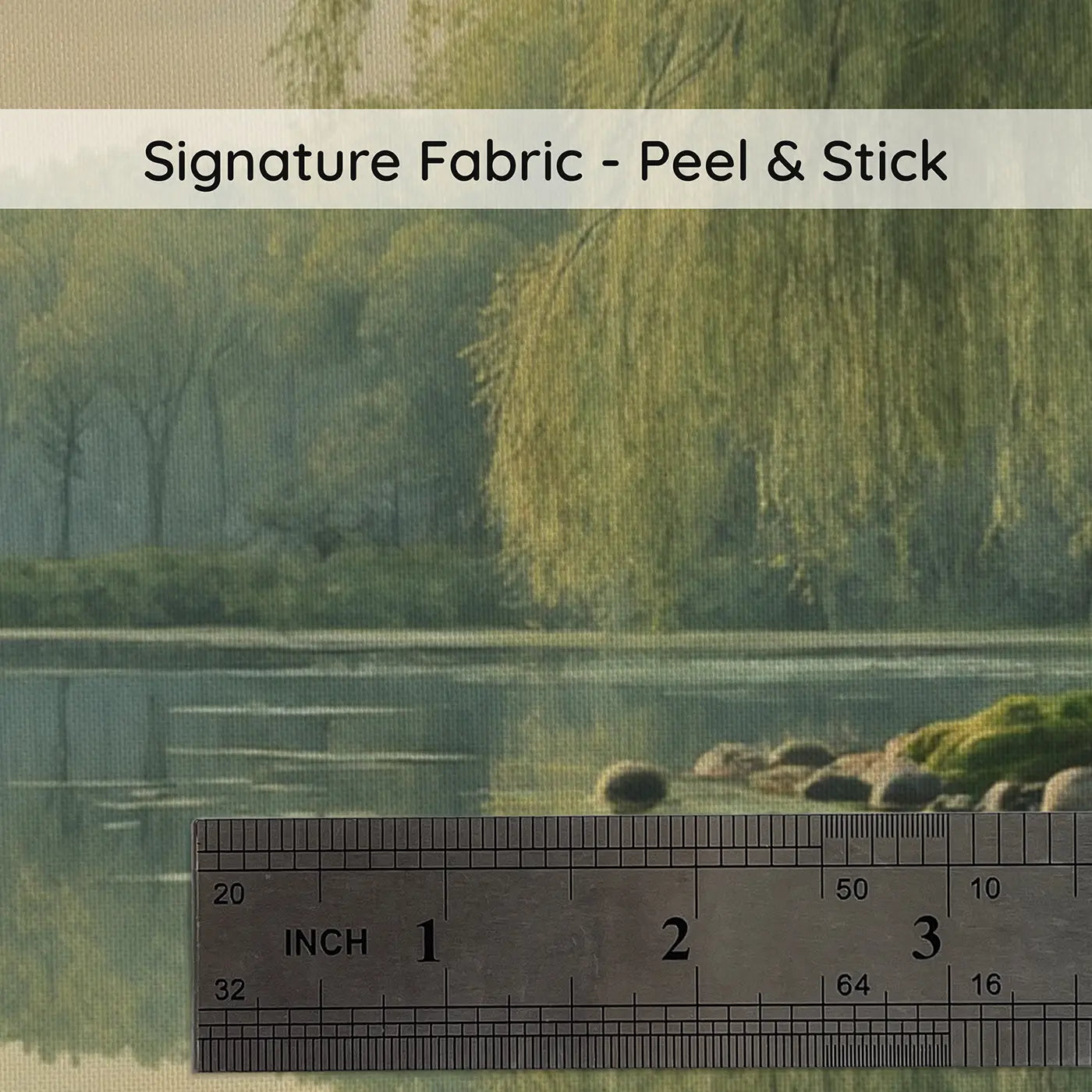 Fabric texture close-up of Forest Pool Reflection Wallpaper Mural by Whimsy Tots