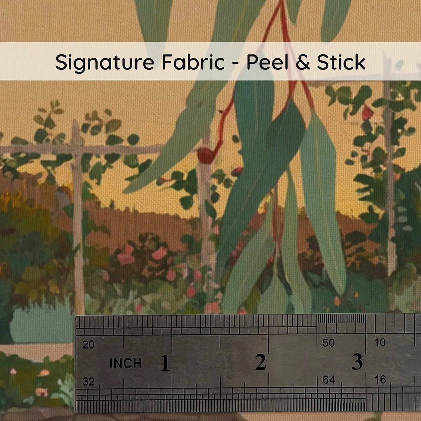 Fabric texture close-up of Eucalyptus Branch Cascade Seed Wallpaper Mural by Whimsy Tots