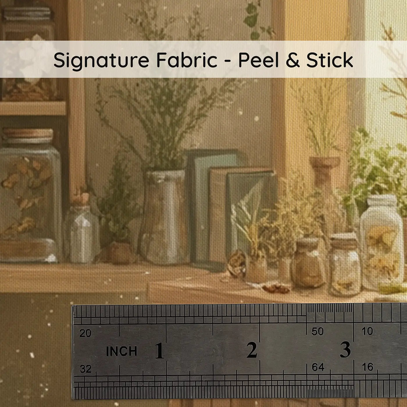 Fabric texture close-up of Botanical Study Table Wallpaper Mural by Whimsy Tots