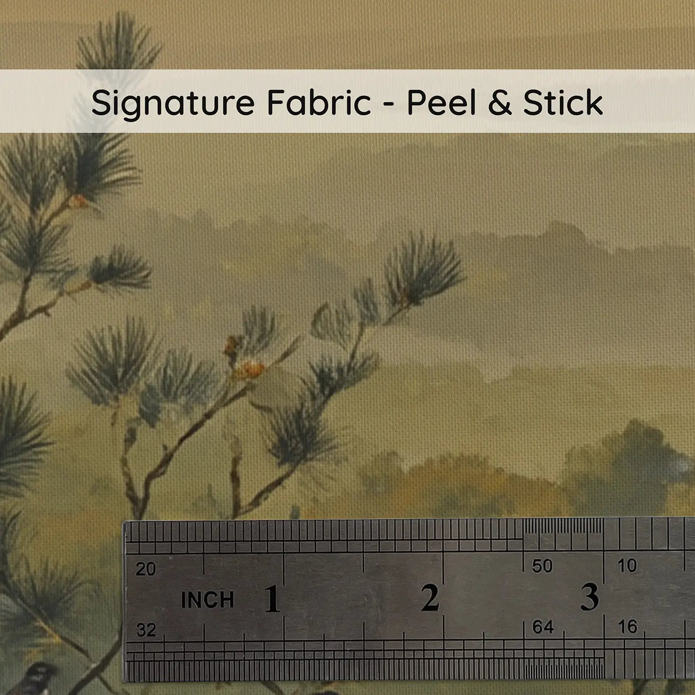 Fabric texture close-up of Pine Branch Study Needles Wallpaper Mural by Whimsy Tots