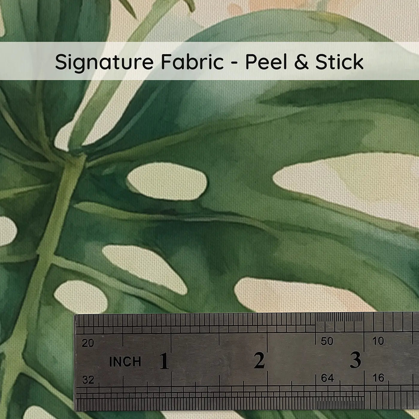 Fabric texture close-up of Monstera and Fern Botanical Wallpaper Mural by Whimsy Tots