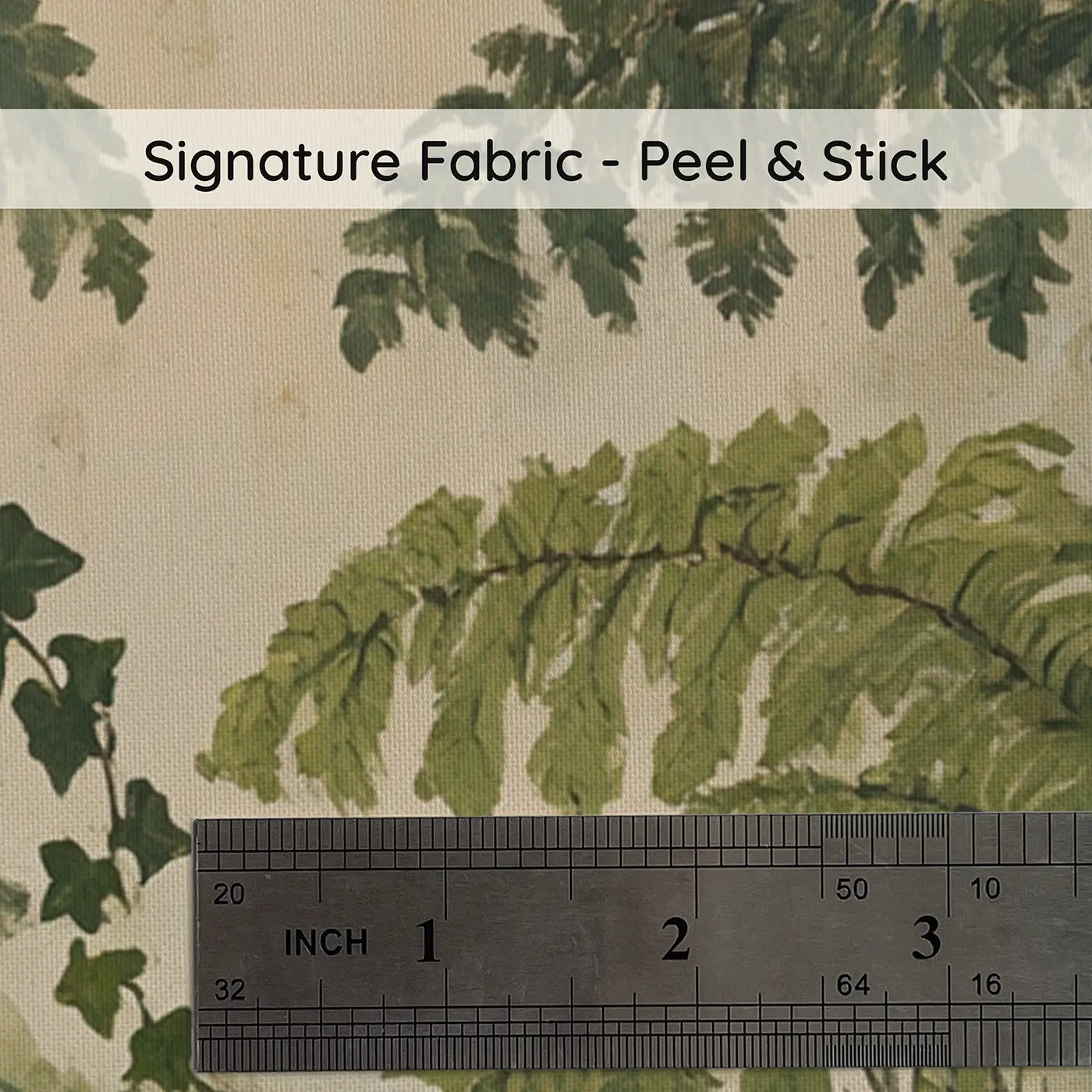 Fabric texture close-up of Eucalyptus and Fern Canopy Wallpaper Mural by Whimsy Tots