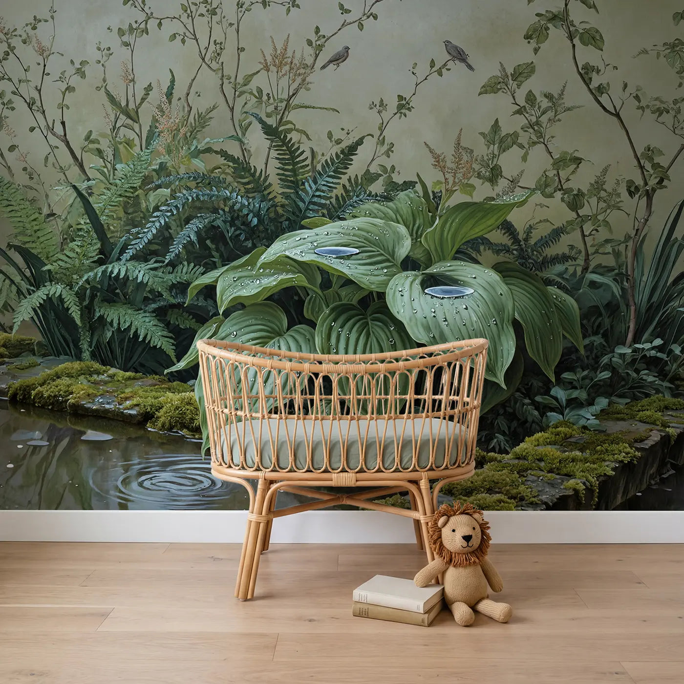 Botanical elegance leaf botanical wallpaper mural for kids room by Whimsy Tots