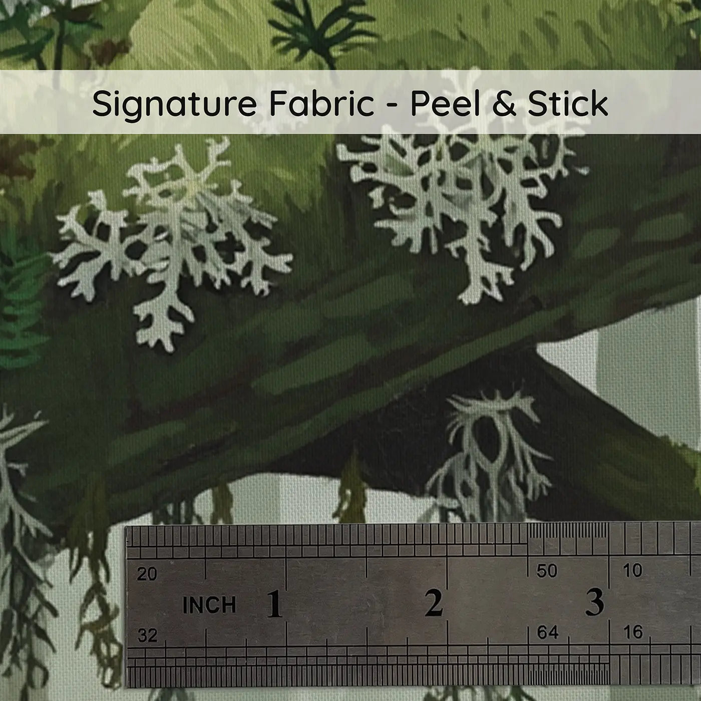 Fabric texture close-up of Mossy Branch Ancient Forest Wallpaper Mural by Whimsy Tots
