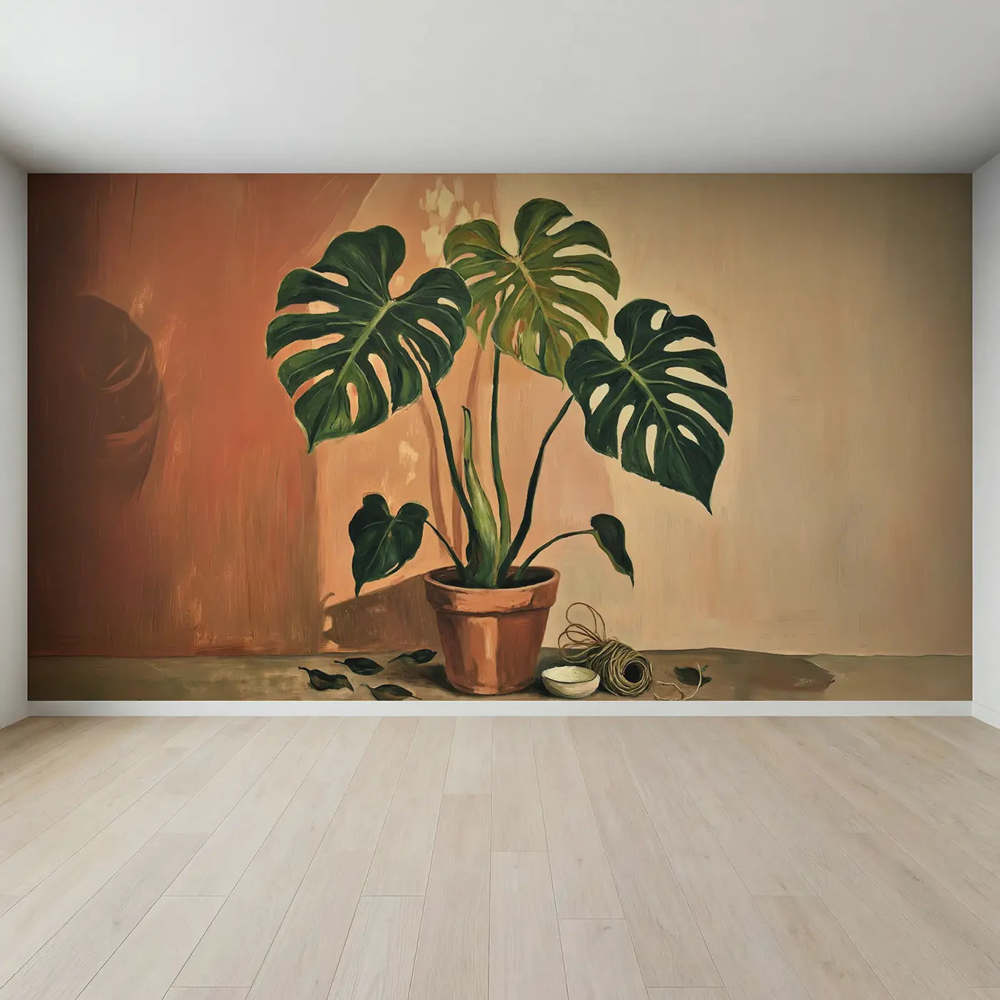 Full view of Golden Philodendron Portrait Wallpaper Mural by Whimsy Tots