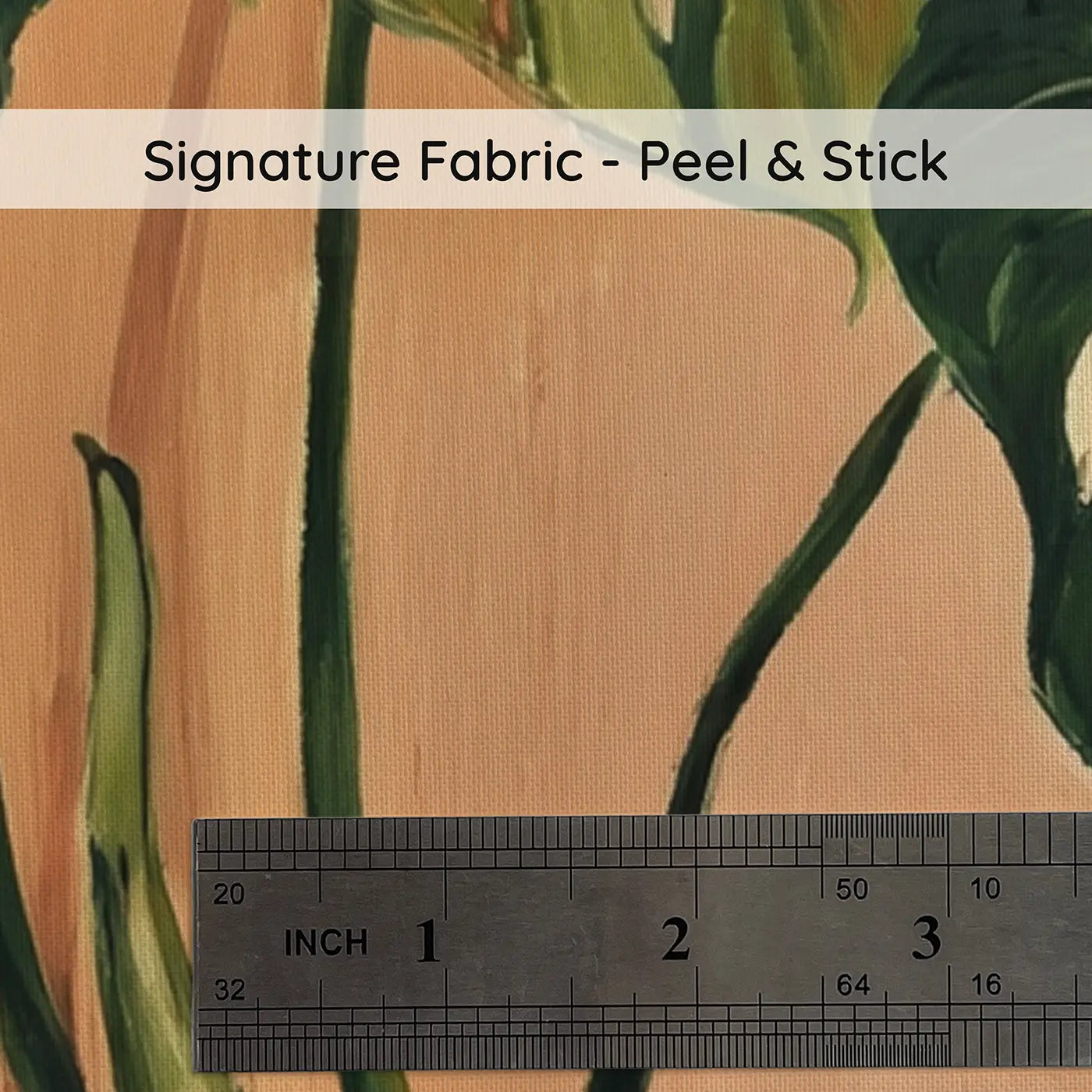 Fabric texture close-up of Golden Philodendron Portrait Wallpaper Mural by Whimsy Tots