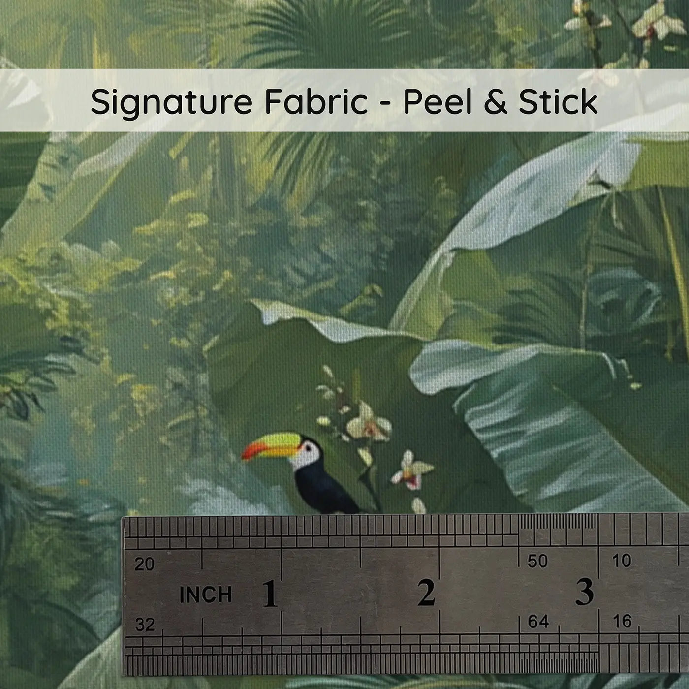 Fabric texture close-up of Dense Jungle Canopy Interior Wallpaper Mural by Whimsy Tots