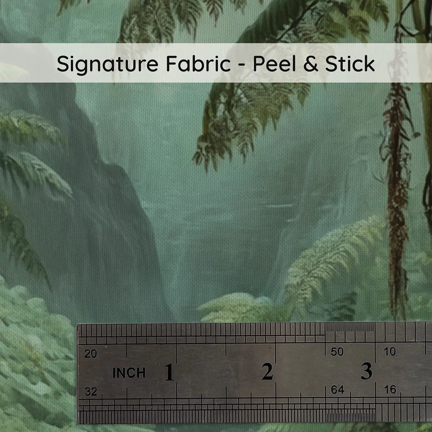 Fabric texture close-up of Fern Gully Stream Monochrome Wallpaper Mural by Whimsy Tots