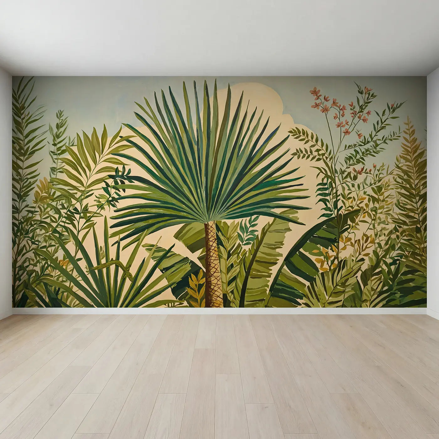 Full view of Coastal Palm Frond Wallpaper Mural by Whimsy Tots
