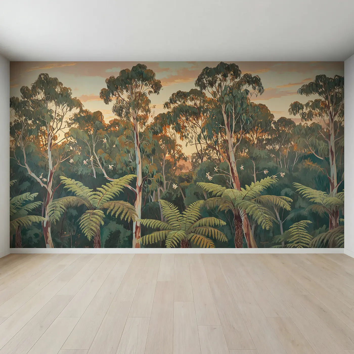 Full view of Eucalyptus Canopy Upward View Wallpaper Mural by Whimsy Tots