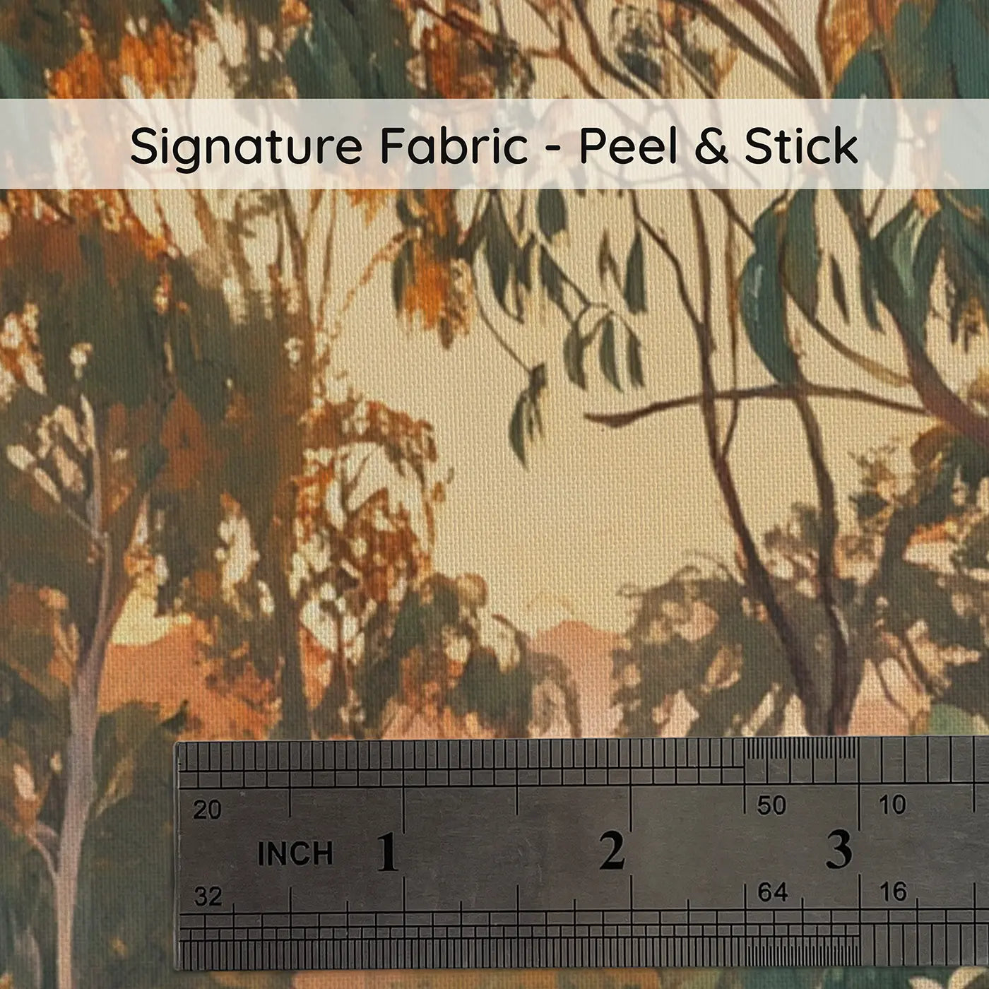 Fabric texture close-up of Eucalyptus Canopy Upward View Wallpaper Mural by Whimsy Tots