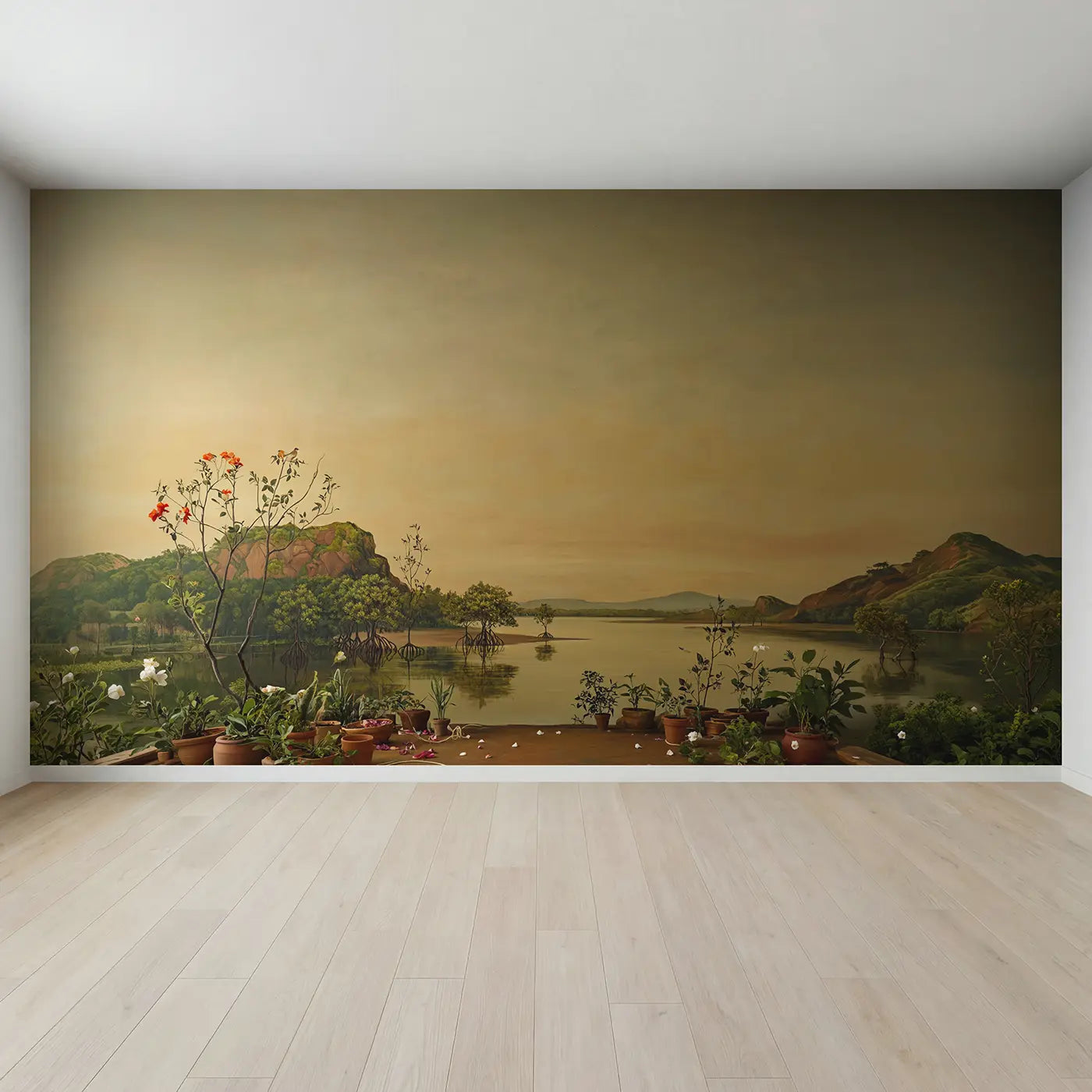 Full view of Mangroveinspired Water Garden Wallpaper Mural by Whimsy Tots