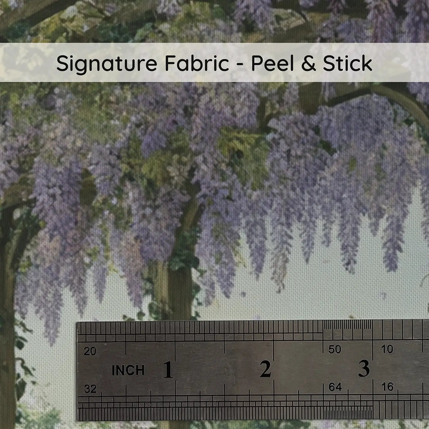 Fabric texture close-up of Wisteria Pergola Garden Walk Wallpaper Mural by Whimsy Tots