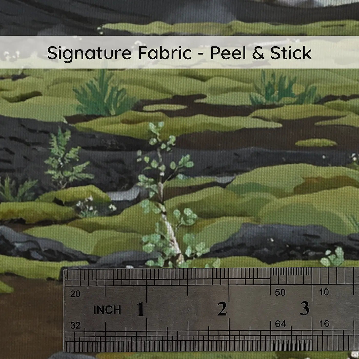 Fabric texture close-up of Volcanic Green Recovery Wallpaper Mural by Whimsy Tots