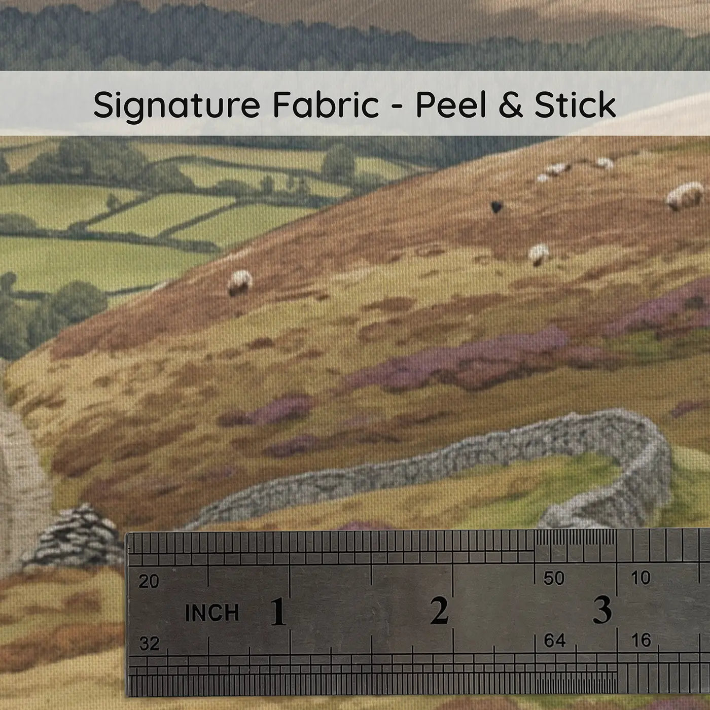 Fabric texture close-up of Highland Moorland Vista Wallpaper Mural by Whimsy Tots