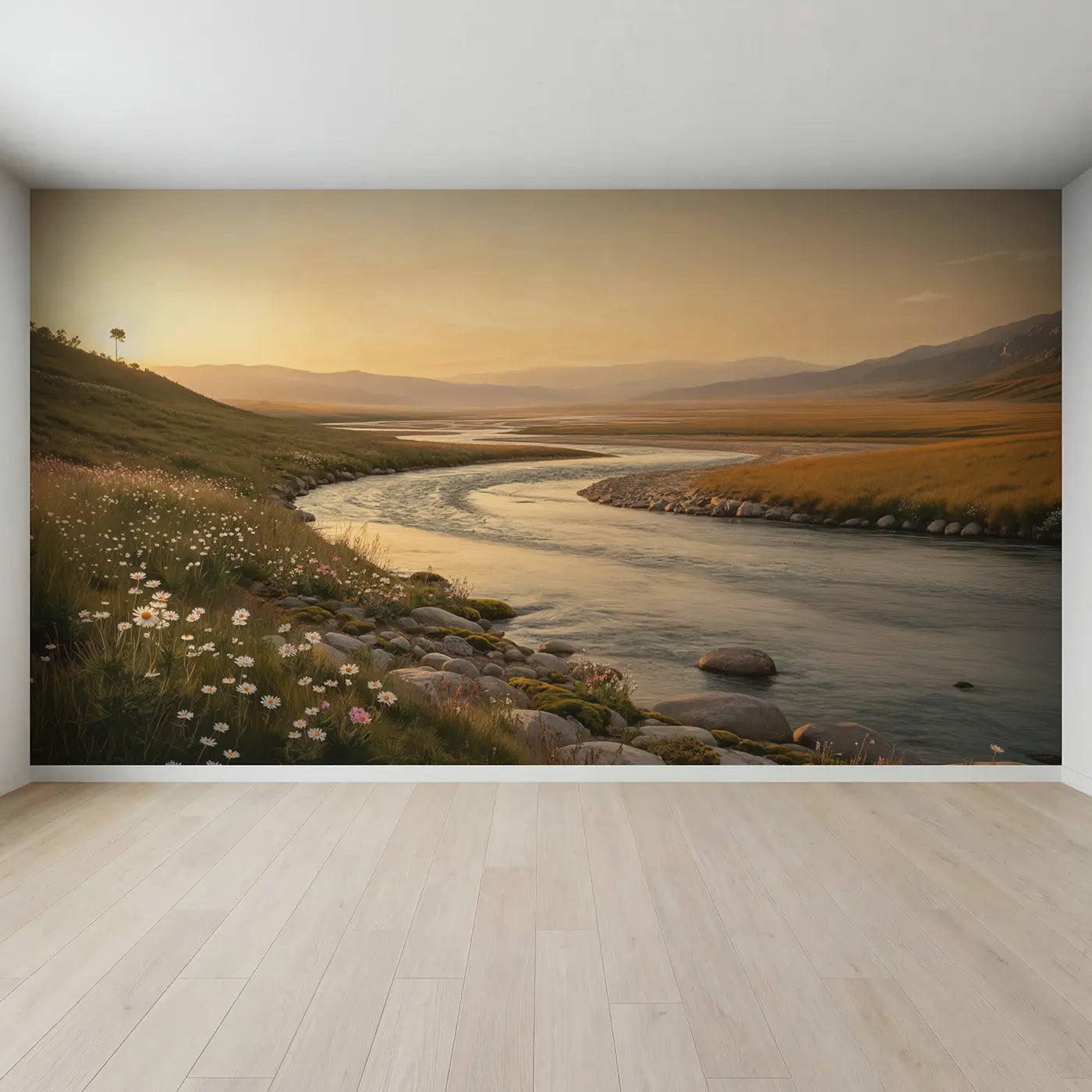 Full view of River Delta Mountain Source Wallpaper Mural by Whimsy Tots