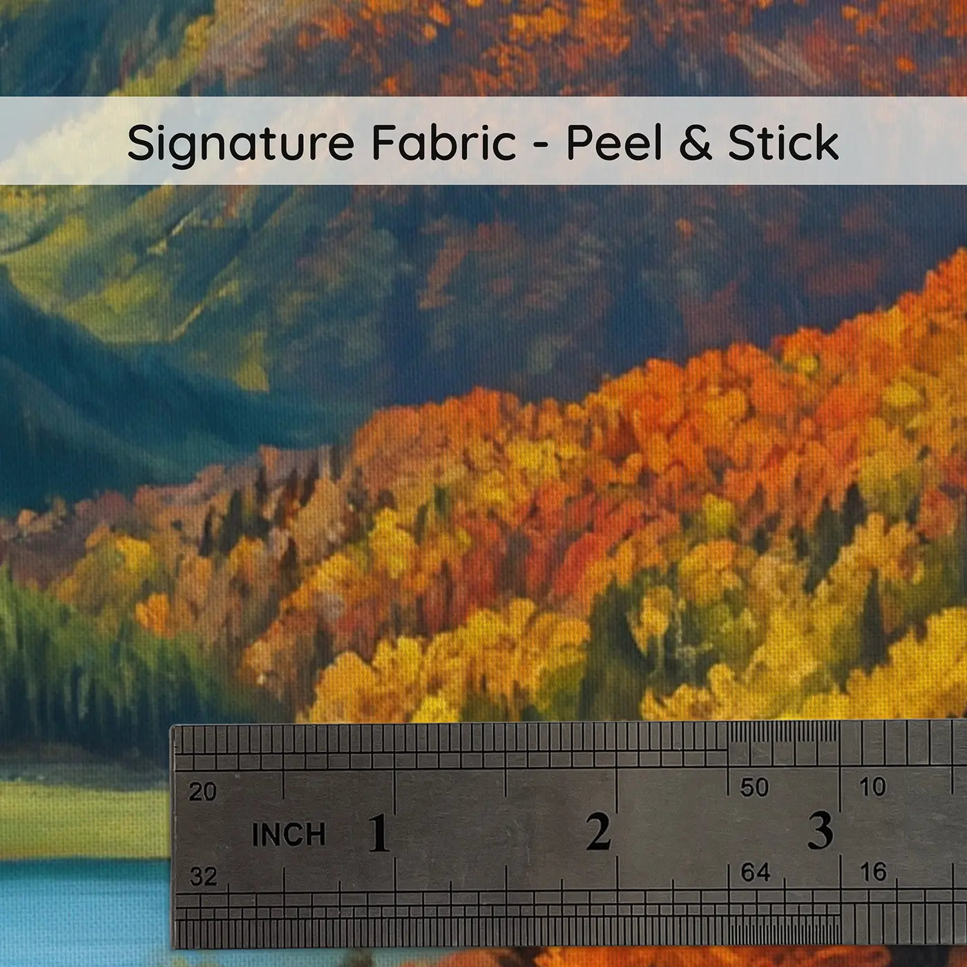 Fabric texture close-up of Four Seasons Mountain Wallpaper Mural by Whimsy Tots
