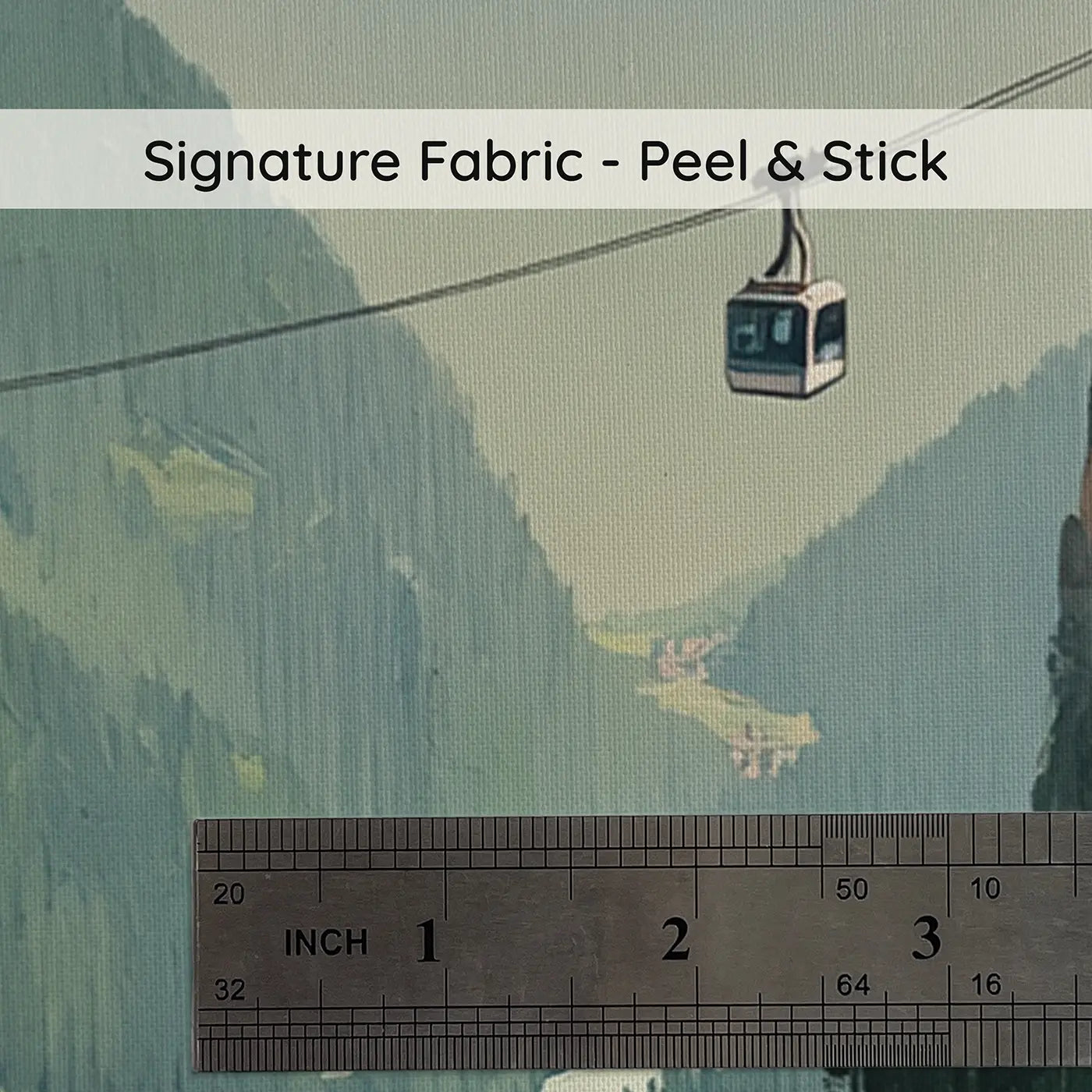 Fabric texture close-up of Mountain Cable Car Crossing Wallpaper Mural by Whimsy Tots