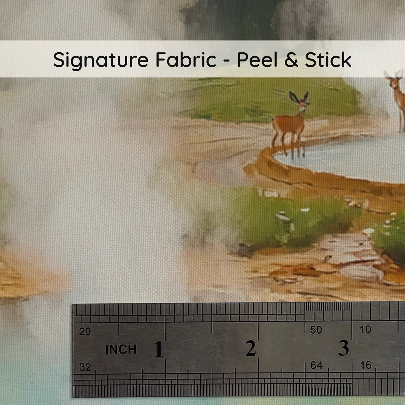 Fabric texture close-up of Mountain Hot Spring Valley Wallpaper Mural by Whimsy Tots