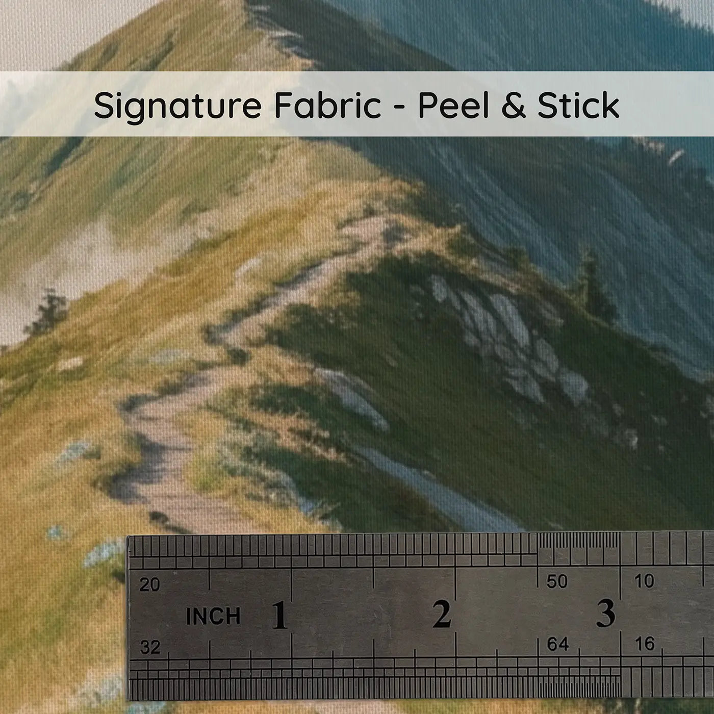 Fabric texture close-up of Sky Ridge Mountain Walk Wallpaper Mural by Whimsy Tots
