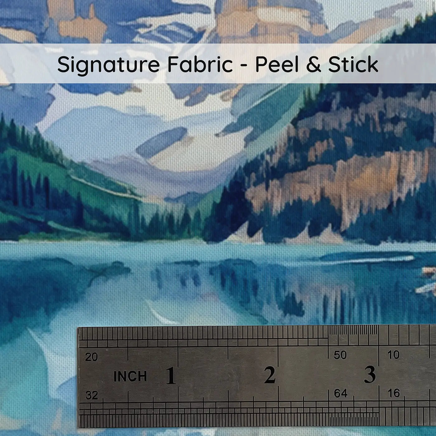 Fabric texture close-up of Alpine Mirror Lake Wallpaper Mural by Whimsy Tots