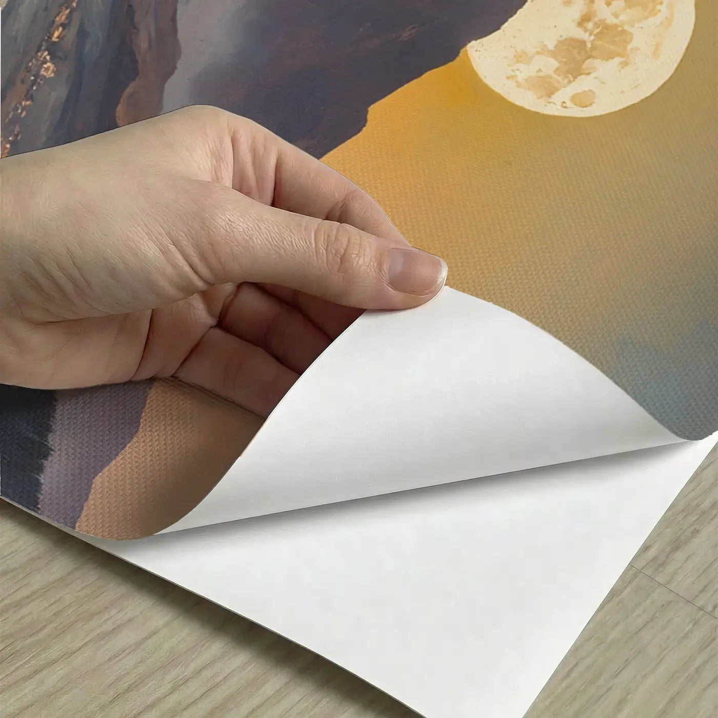 Peel-and-stick detail of Giant Moonrise Mountain Wallpaper Mural by Whimsy Tots