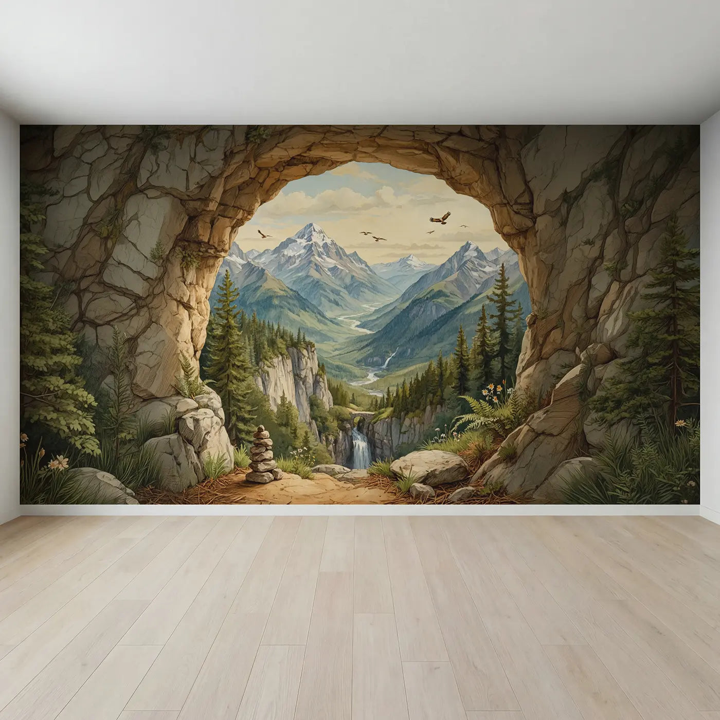 Full view of Rock Arch Mountain Vista Wallpaper Mural by Whimsy Tots