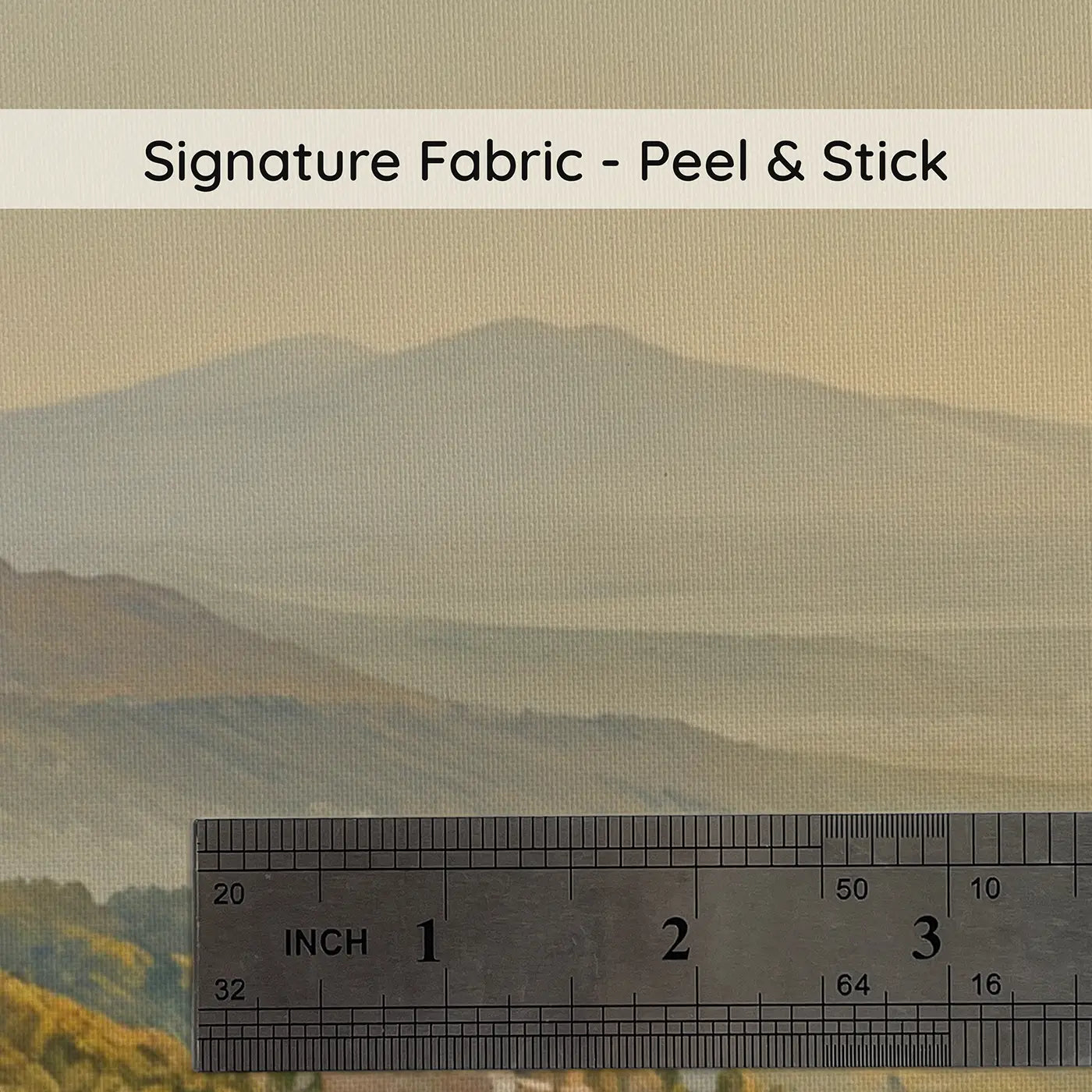 Fabric texture close-up of Mountain Garden Terrace Distant Wallpaper Mural by Whimsy Tots