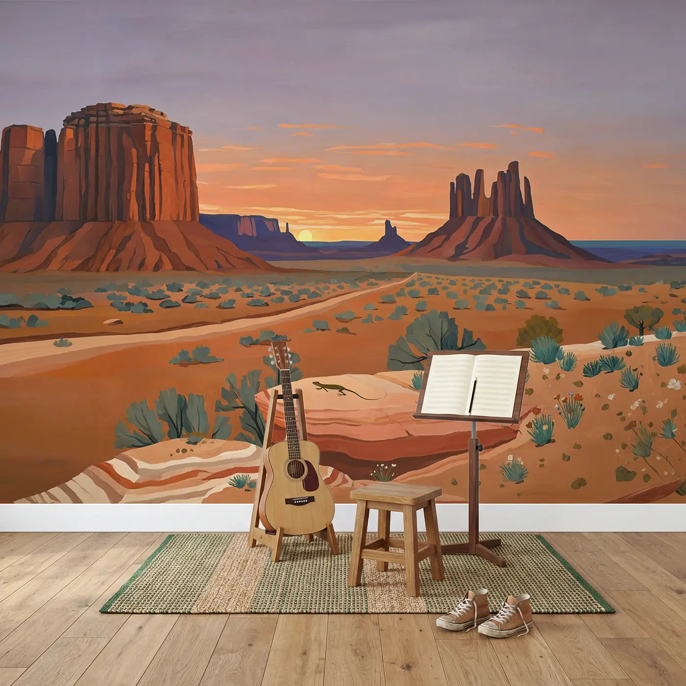 Mesa and Butte Southwest Wallpaper Mural in playroom setting by Whimsy Tots