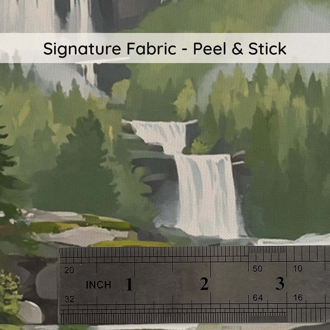 Fabric texture close-up of Tiered Mountain Falls Wallpaper Mural by Whimsy Tots