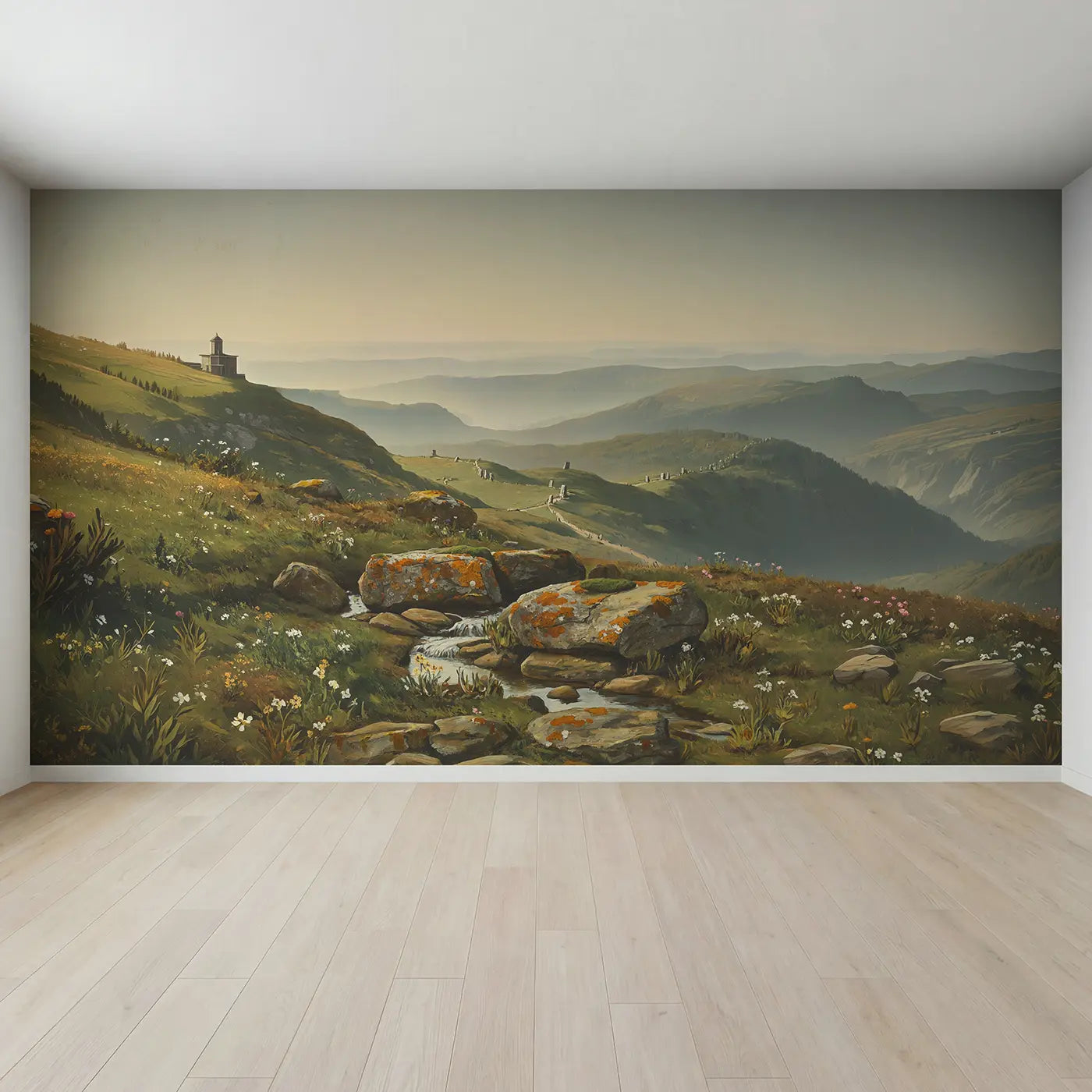 Full view of Ancient Mountain Path Stone Wallpaper Mural by Whimsy Tots