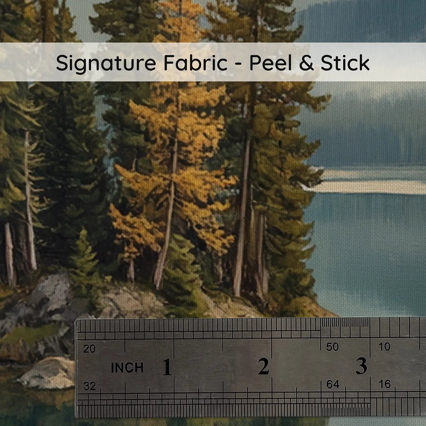 Fabric texture close-up of Mountain Lake Island Wallpaper Mural by Whimsy Tots