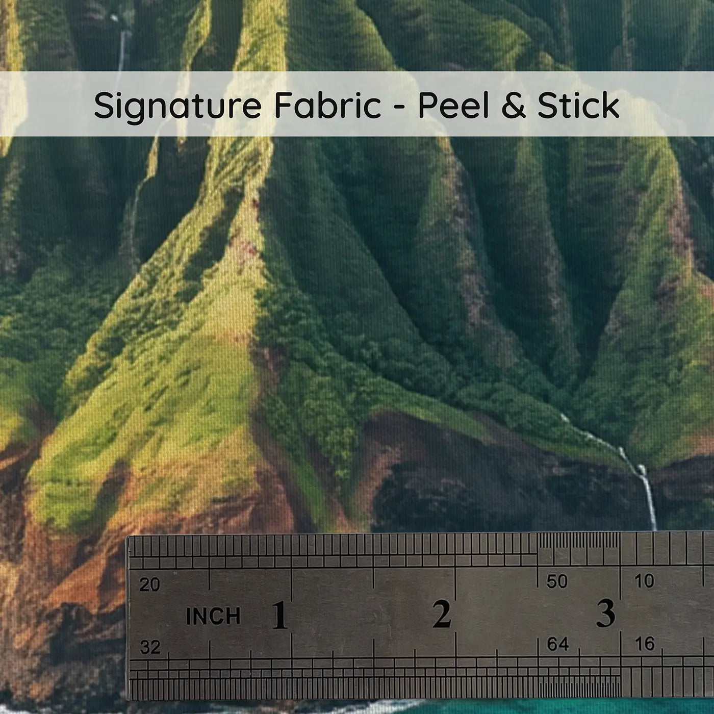 Fabric texture close-up of Volcanic Island Peaks Wallpaper Mural by Whimsy Tots