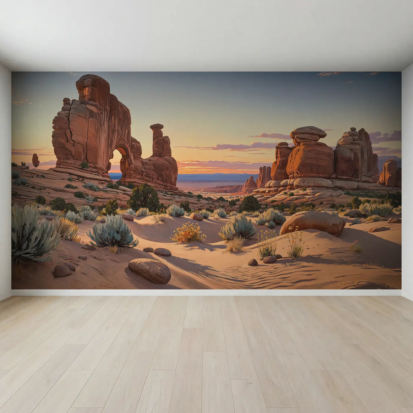 Full view of Desert Sandstone Arches Wallpaper Mural by Whimsy Tots