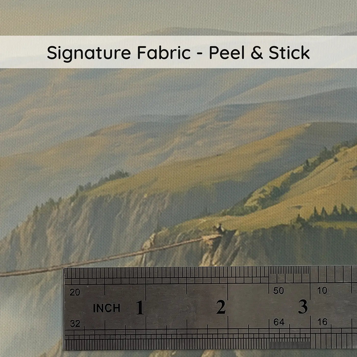Fabric texture close-up of Mountain Gorge Hanging Bridges Wallpaper Mural by Whimsy Tots