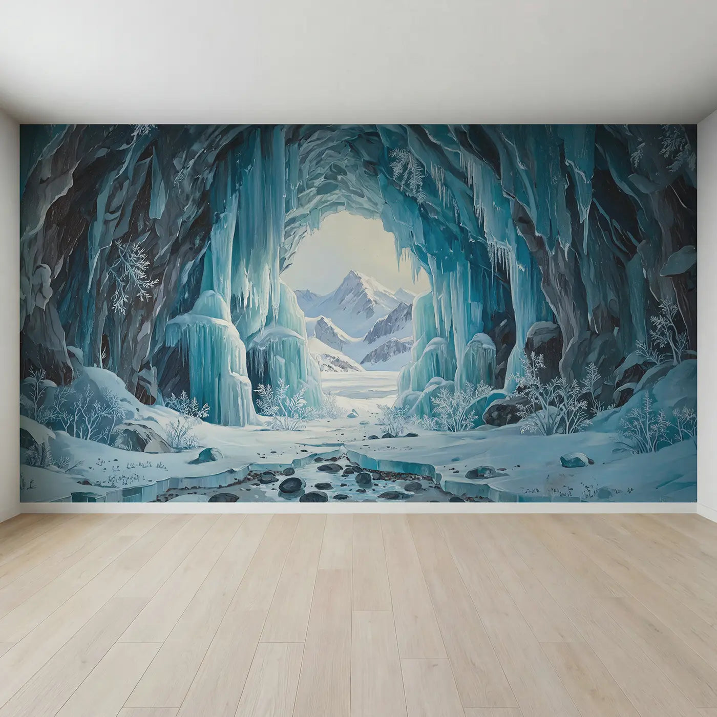 Full view of Mountain Ice Cave Vista Wallpaper Mural by Whimsy Tots
