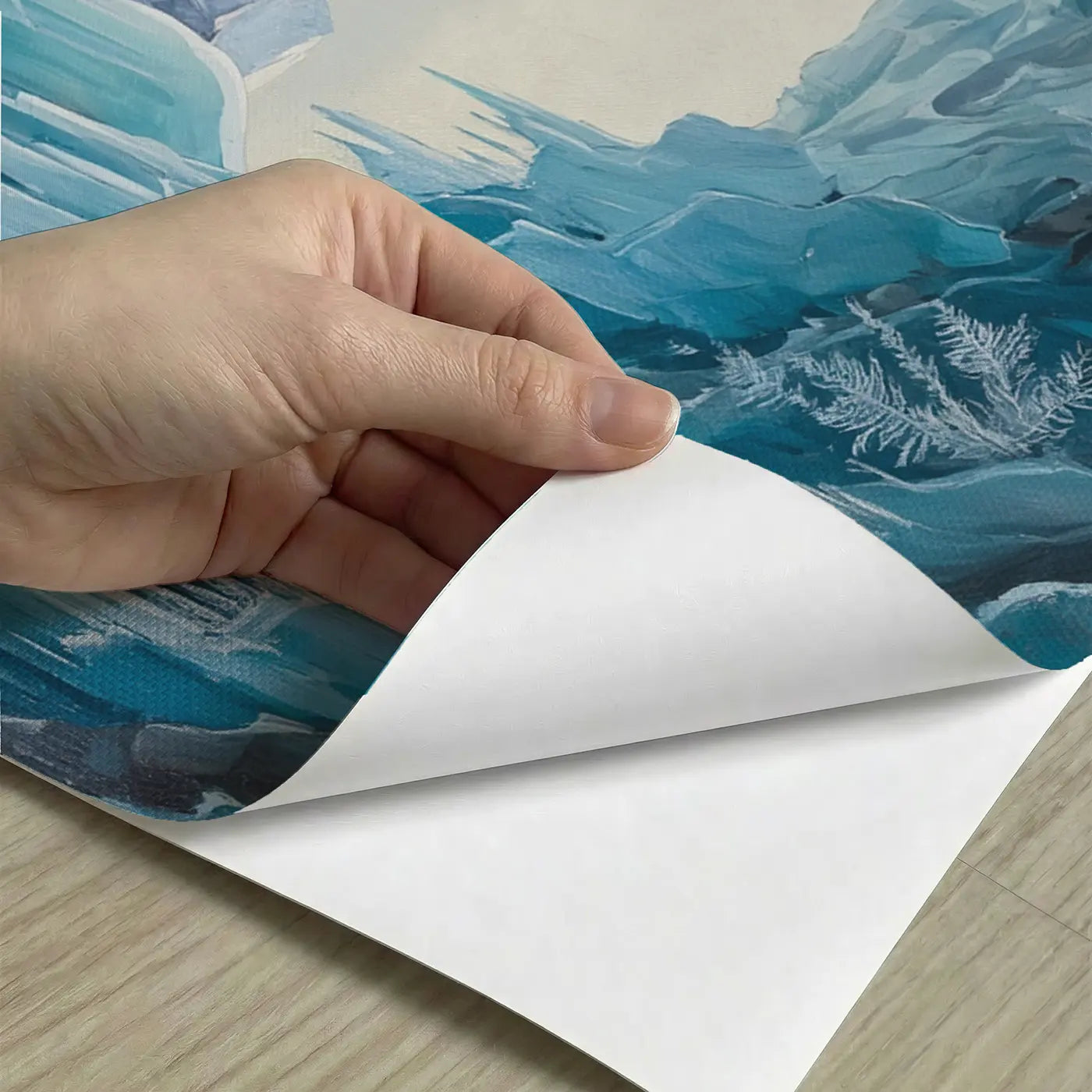 Peel-and-stick detail of Mountain Ice Cave Vista Wallpaper Mural by Whimsy Tots