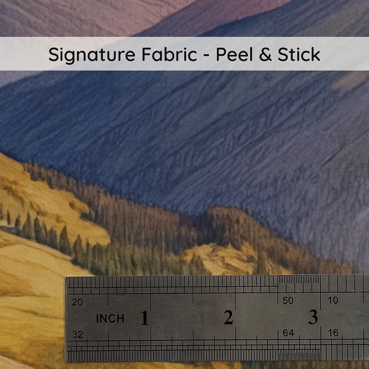 Fabric texture close-up of Golden Hour Mountain Range Wallpaper Mural by Whimsy Tots