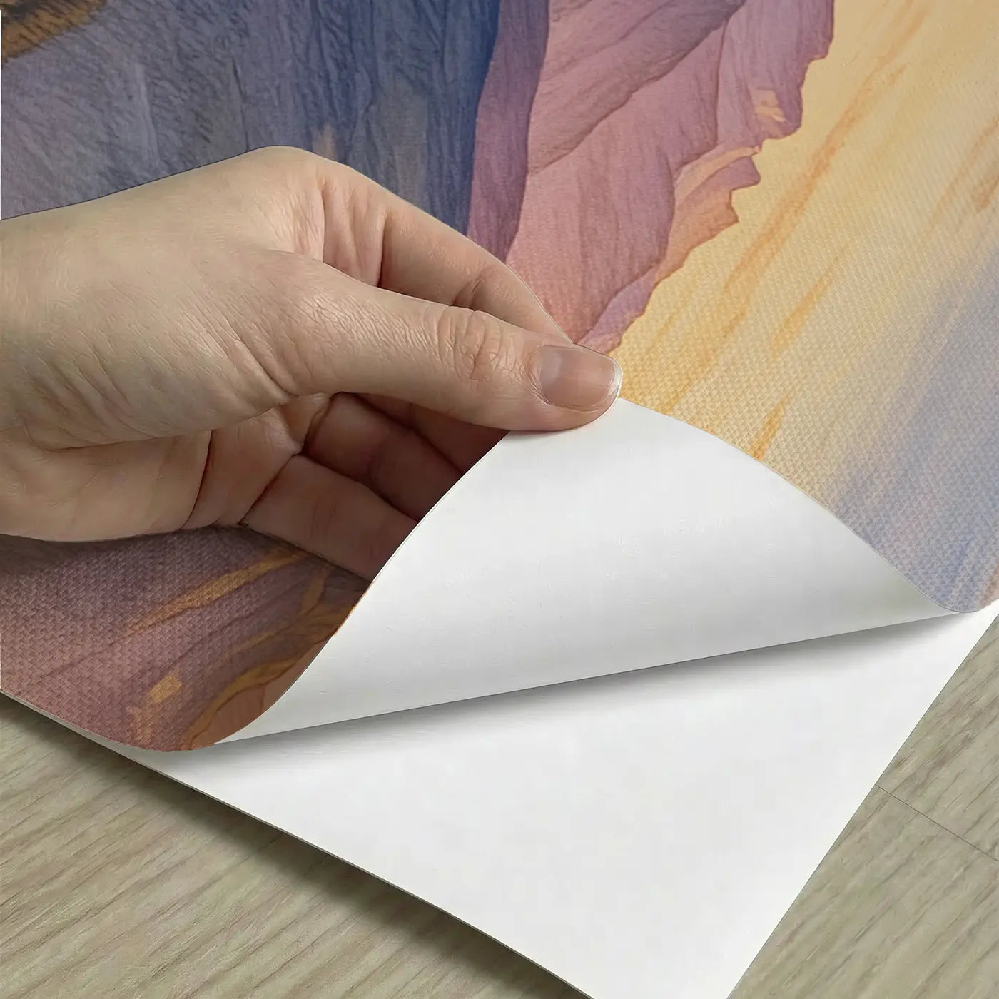 Peel-and-stick detail of Golden Hour Mountain Range Wallpaper Mural by Whimsy Tots