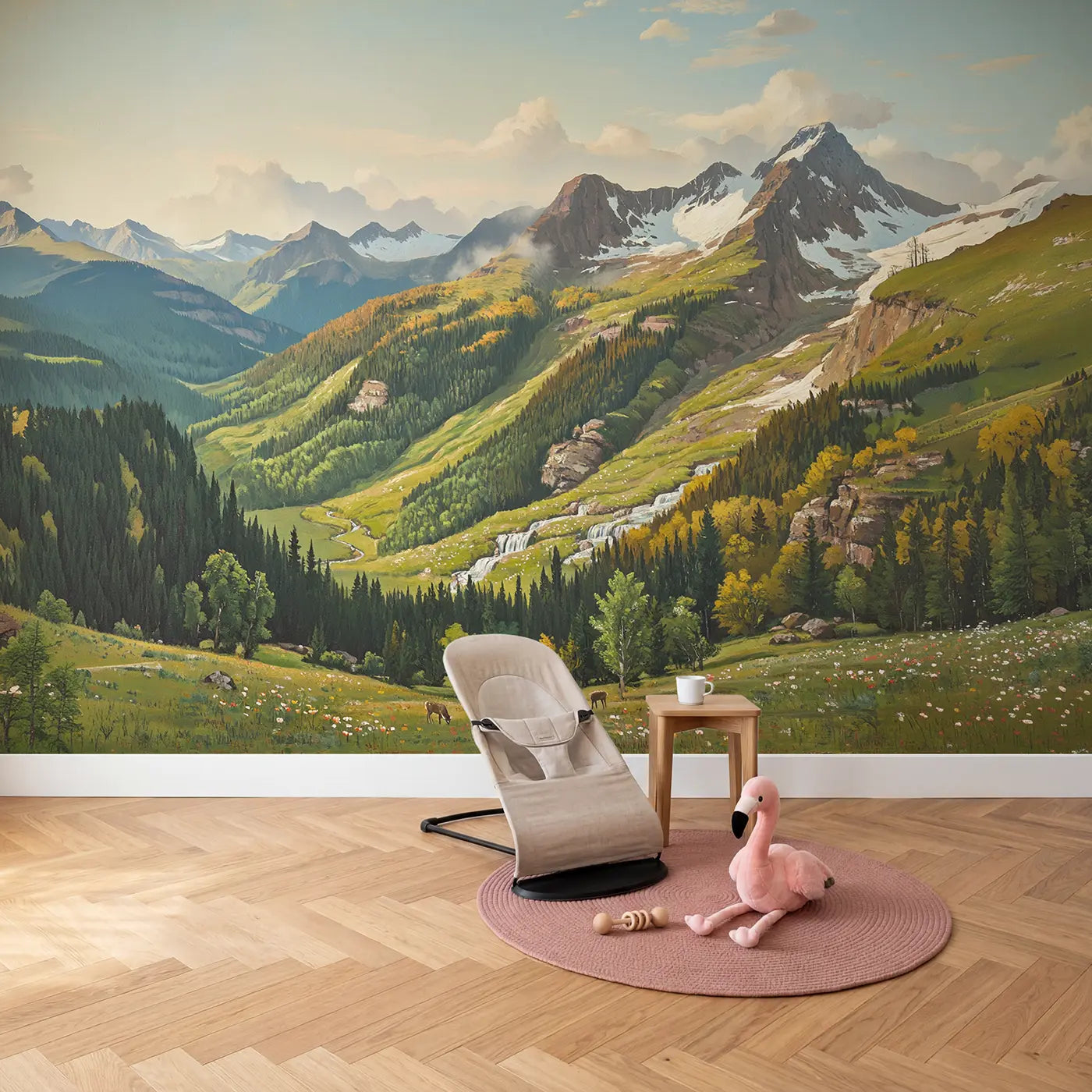 Mountain Biome Zones Vista Wallpaper Mural in playroom setting by Whimsy Tots