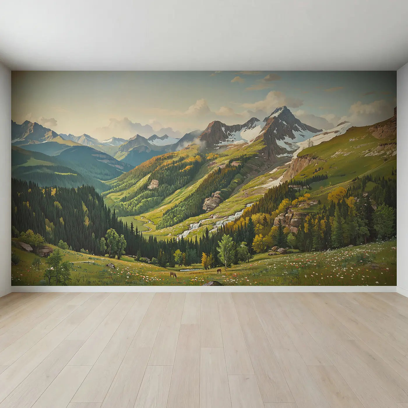 Full view of Mountain Biome Zones Vista Wallpaper Mural by Whimsy Tots