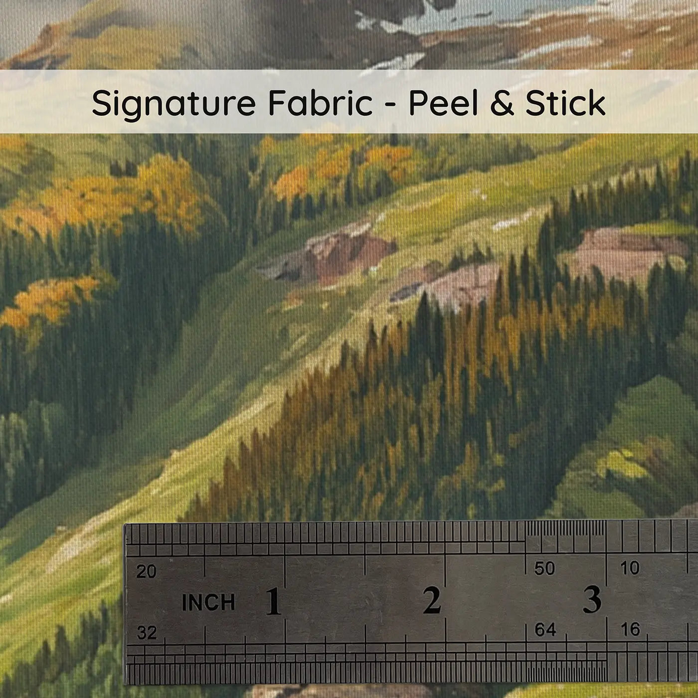 Fabric texture close-up of Mountain Biome Zones Vista Wallpaper Mural by Whimsy Tots