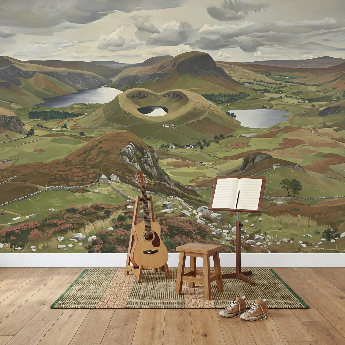 Lake District Panorama Wallpaper Mural in playroom setting by Whimsy Tots
