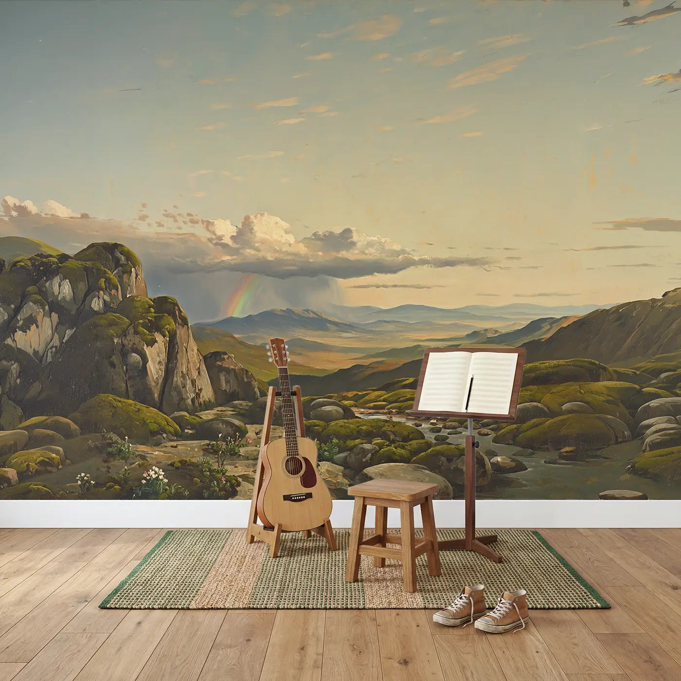 Storm Clearing Mountain Range Wallpaper Mural in playroom setting by Whimsy Tots