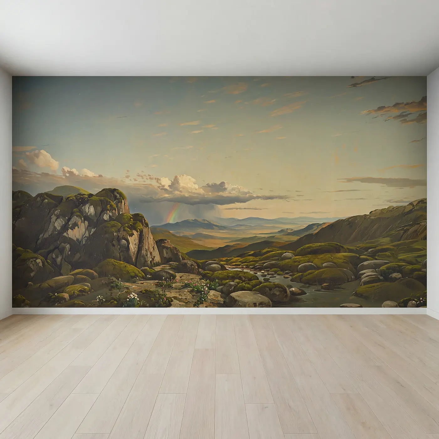 Full view of Storm Clearing Mountain Range Wallpaper Mural by Whimsy Tots
