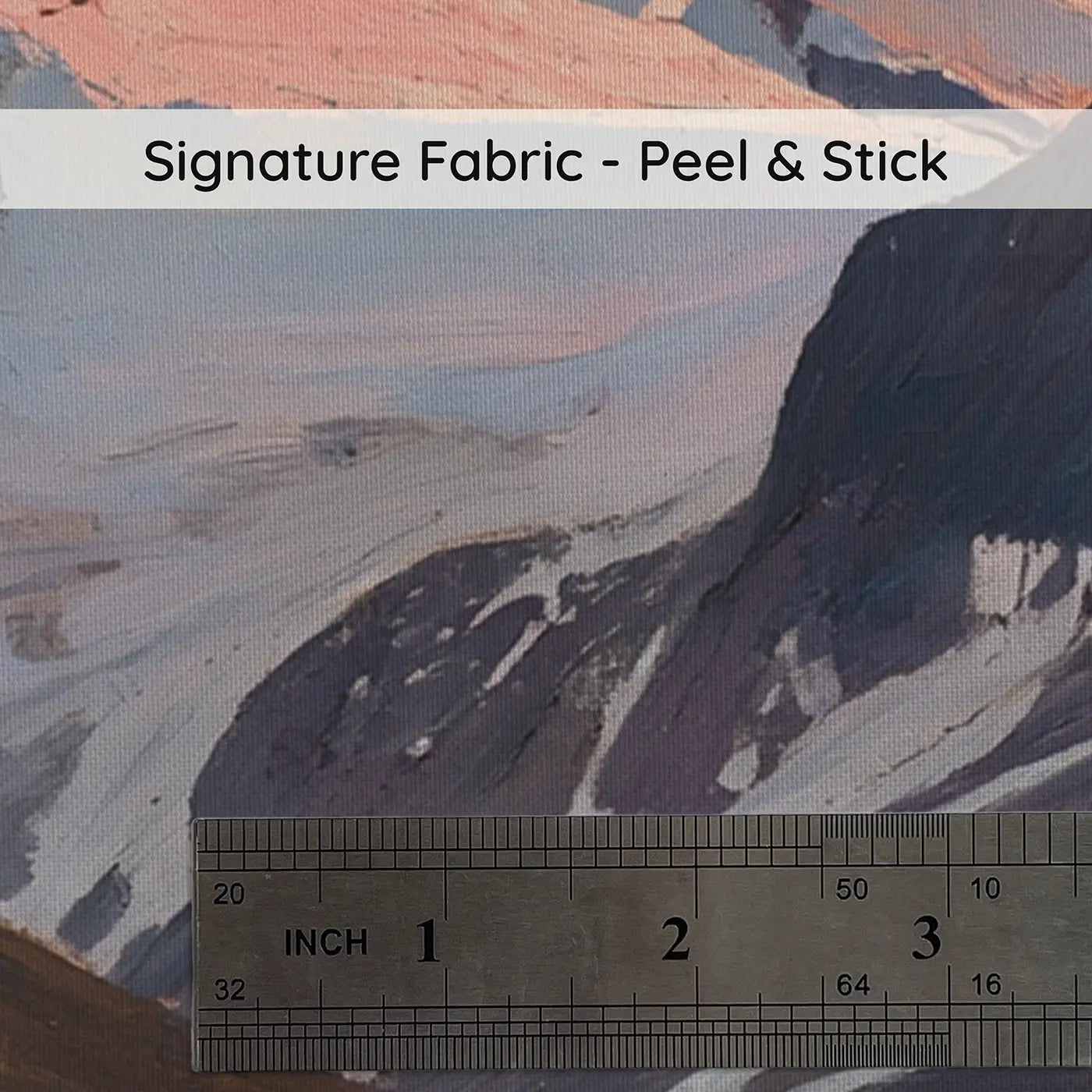 Fabric texture close-up of Alpenglow Rose Gold Peaks Wallpaper Mural by Whimsy Tots