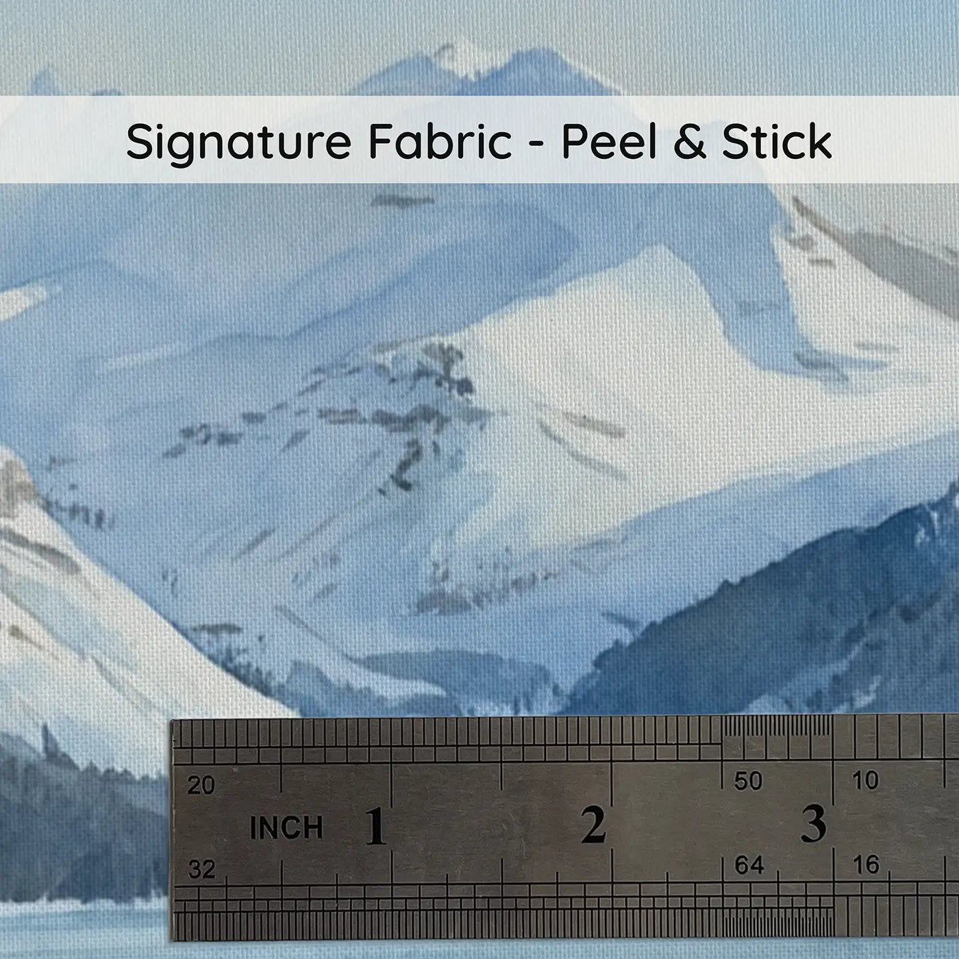 Fabric texture close-up of Frozen Highland Lake Winter Wallpaper Mural by Whimsy Tots