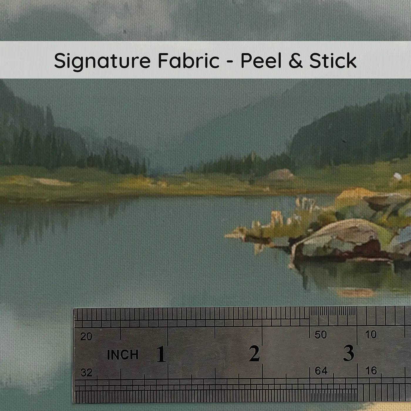 Fabric texture close-up of Single Mountain Peak Reflected Wallpaper Mural by Whimsy Tots