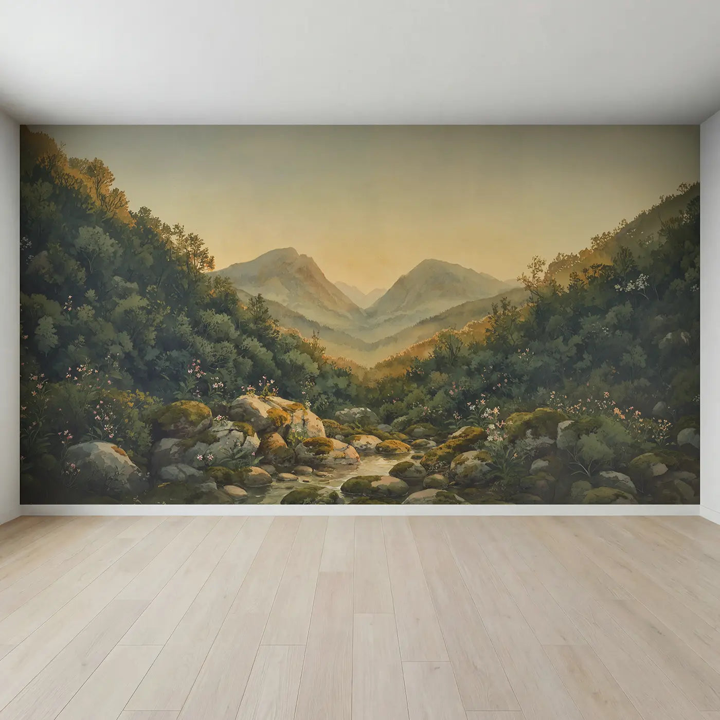 Full view of Twin Peaks Valley Wallpaper Mural by Whimsy Tots
